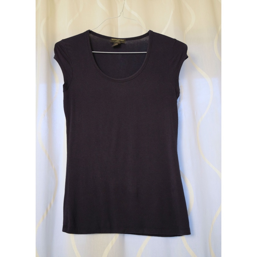 BANANA REPUBLIC Navy Blue Scoop Neck Fitted T-shirt | Size S
